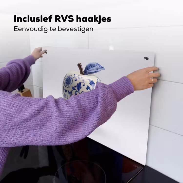 Appel - Blauw - Klassiek Inductie beschemer met haakjes klein -ky-ophangen-nl