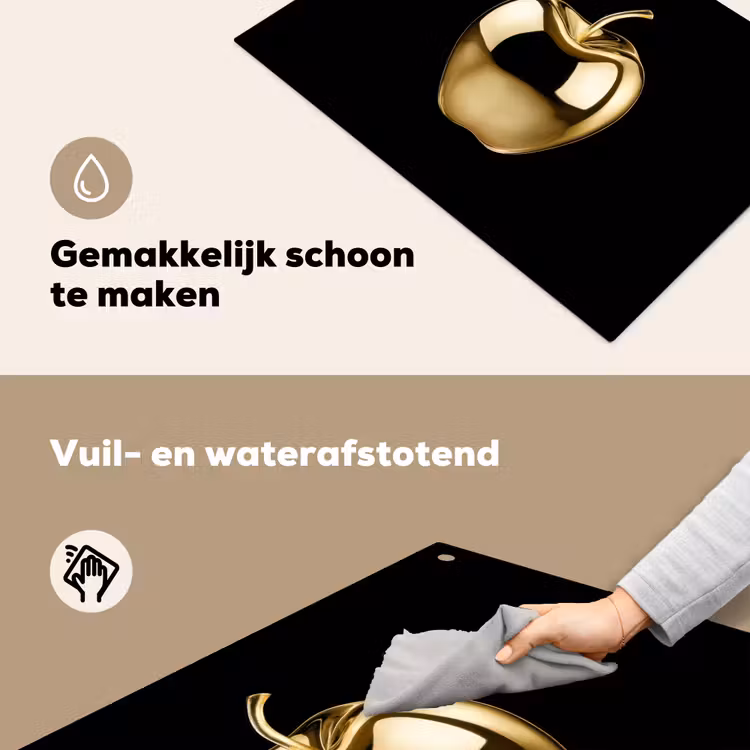 Appel - Goud - Chrome - Zwart Inductie beschemer met haakjes klein -ky-schoon-nl