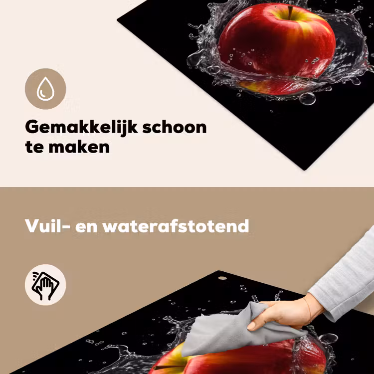 Appel - Rood - Water - Zwart - Fruit Inductie beschemer met haakjes middel -ky-schoon-nl