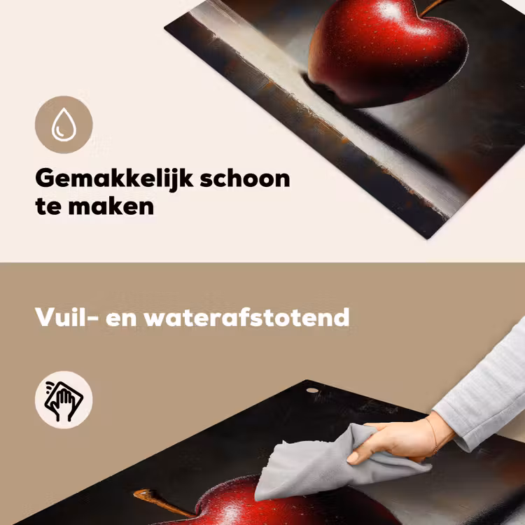 Apple - Hart - Rood Inductie beschemer met haakjes klein -ky-schoon-nl
