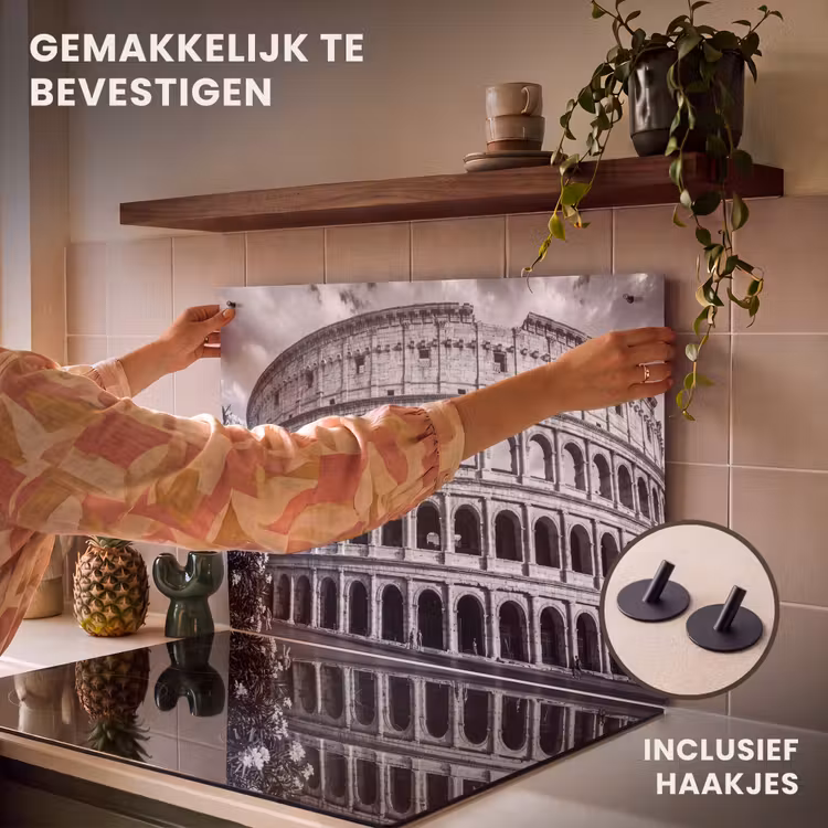 Architectuur - Colosseum - Rome - Historisch - Zwart-wit Inductie beschemer met haakjes klein -ky-ophangen-nl