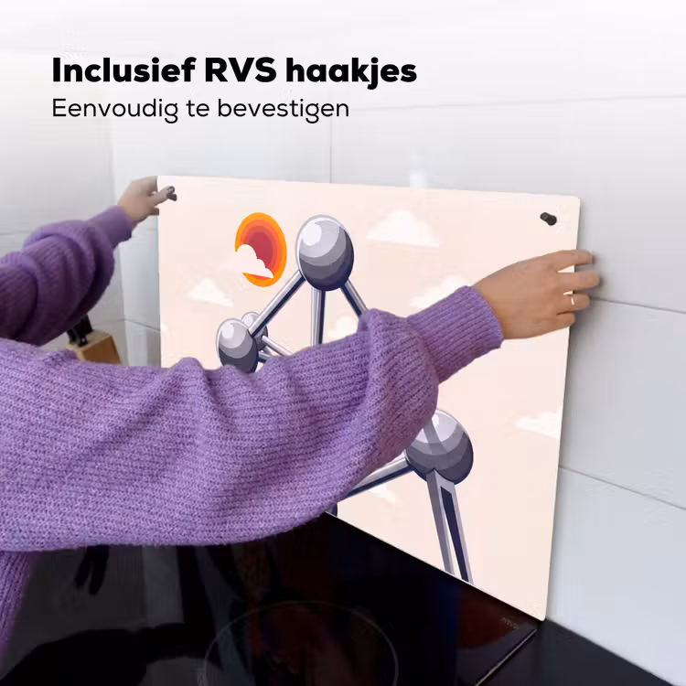 Architectuur - Geometrie - Stad - Modern - Grijs Inductie beschemer met haakjes klein -ky-ophangen-nl