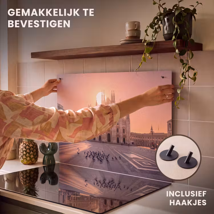 Architectuur - Milaan - Plein - Zonsopgang - Oranje Inductie beschemer met haakjes klein -ky-ophangen-nl