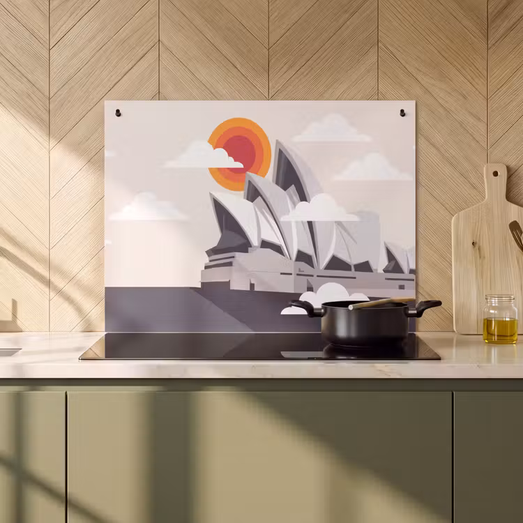 Architectuur - Stadsgezicht - Modern - Grijs - Oranje Inductie beschemer met haakjes klein -sfeer2