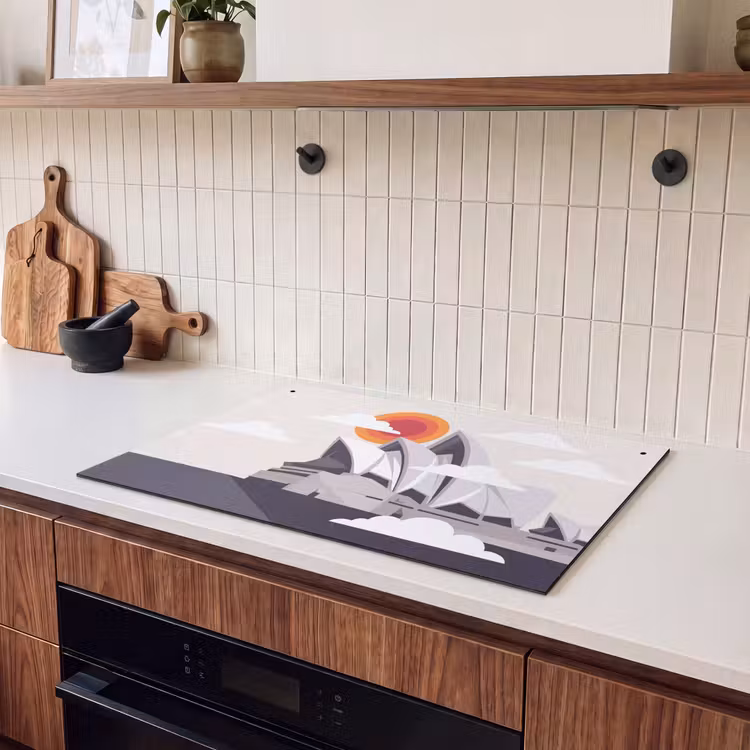 Architectuur - Stadsgezicht - Modern - Grijs - Oranje Inductie beschemer met haakjes klein -sfeer1