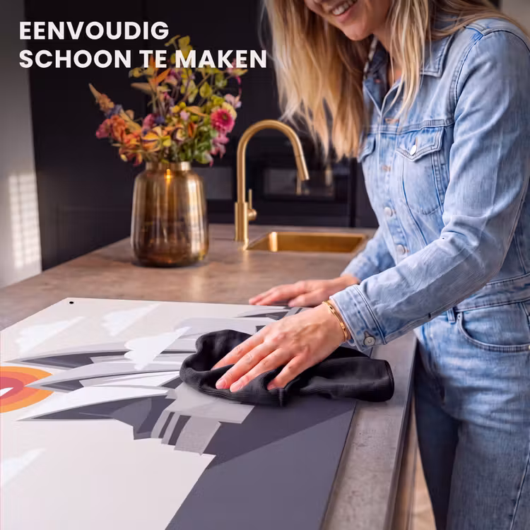 Architectuur - Stadsgezicht - Modern - Grijs - Oranje Inductie beschemer met haakjes klein -ky-schoon-nl