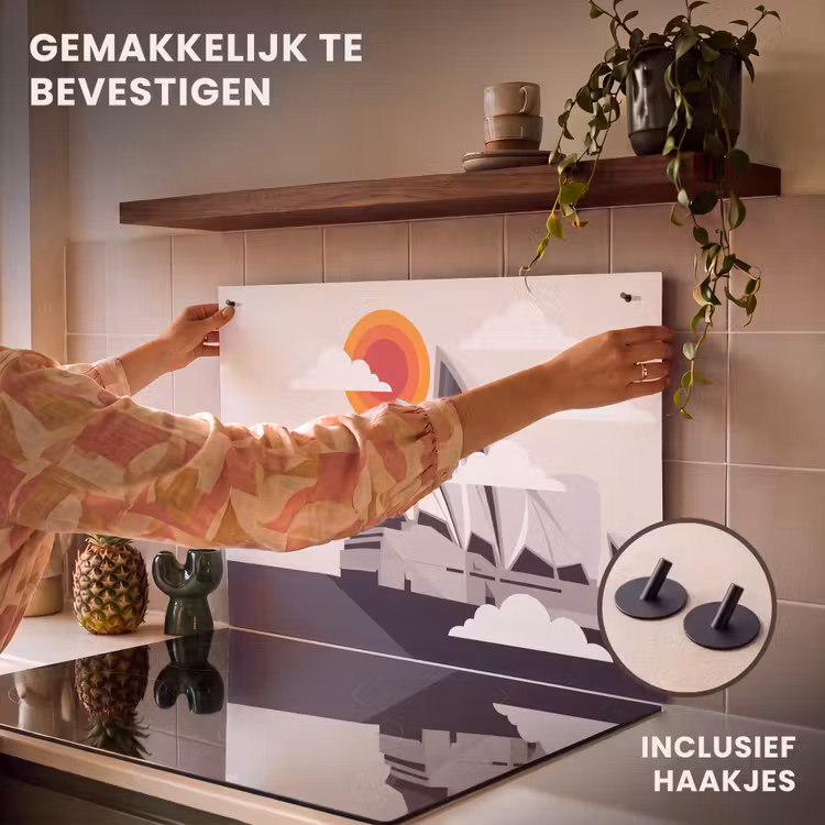 Architectuur - Stadsgezicht - Modern - Grijs - Oranje Inductie beschemer met haakjes klein -ky-ophangen-nl