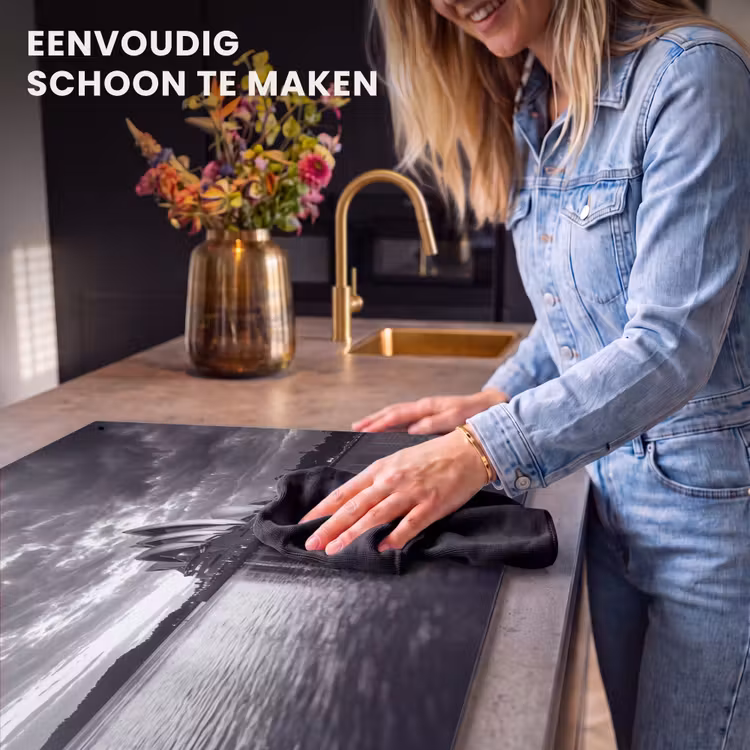 Architectuur - Water - Stad - Modern - Zwart-wit Inductie beschemer met haakjes klein -ky-schoon-nl