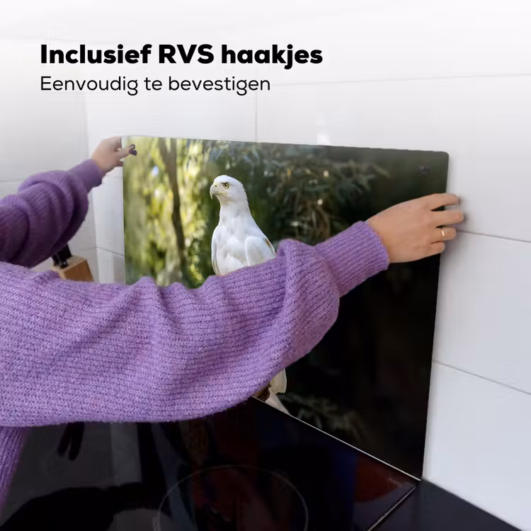 Arend - Hout - Wit - Planten Inductie beschemer met haakjes klein -ky-ophangen-nl