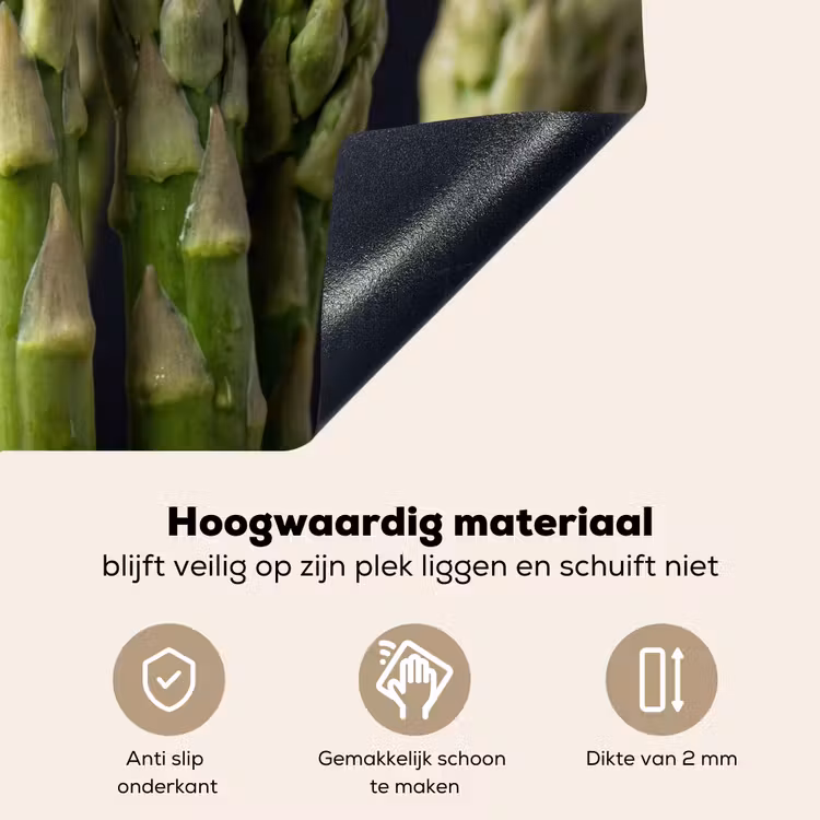 Asperges - Groen - Zwart Inductie beschemer met haakjes klein -ky-onderkant-nl