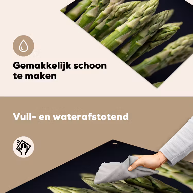 Asperges - Groen - Zwart Inductie beschemer met haakjes klein -ky-schoon-nl