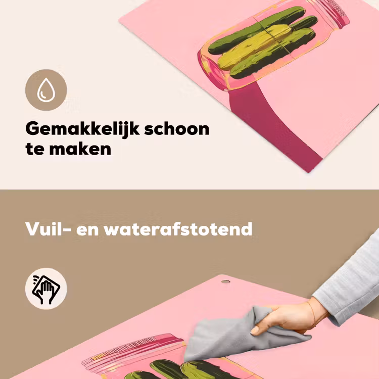 Augurken - Pot - Schaduw - Roze Inductie beschemer met haakjes klein -ky-schoon-nl