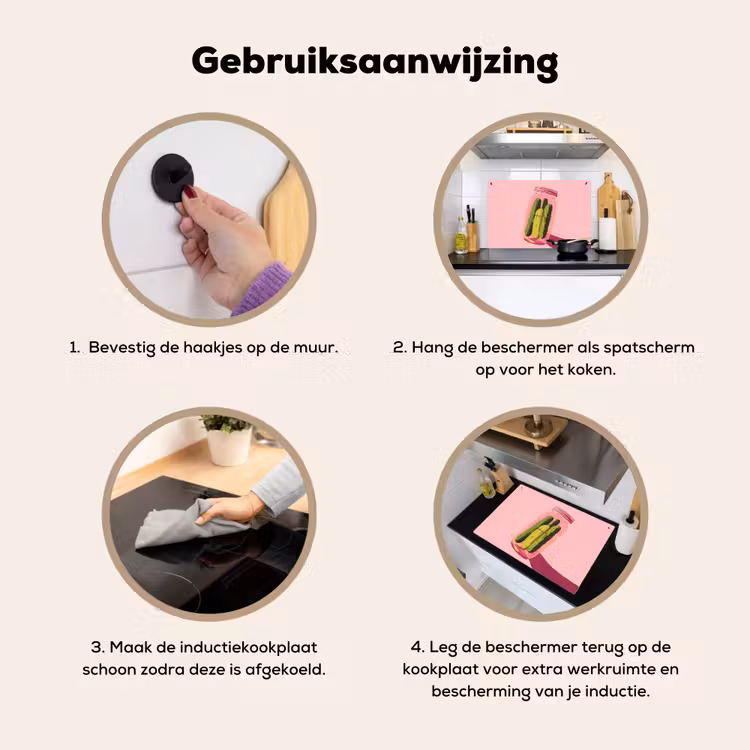 Augurken - Pot - Schaduw - Roze Inductie beschemer met haakjes klein -ky-gebruik-nl