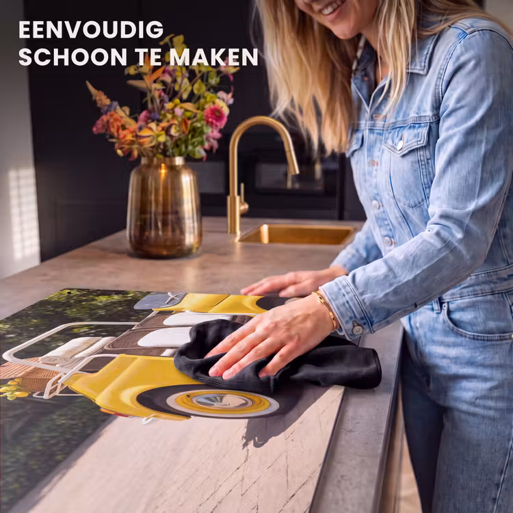 Auto - Picknick - Zomer - Geel Inductie beschemer met haakjes klein -ky-schoon-nl
