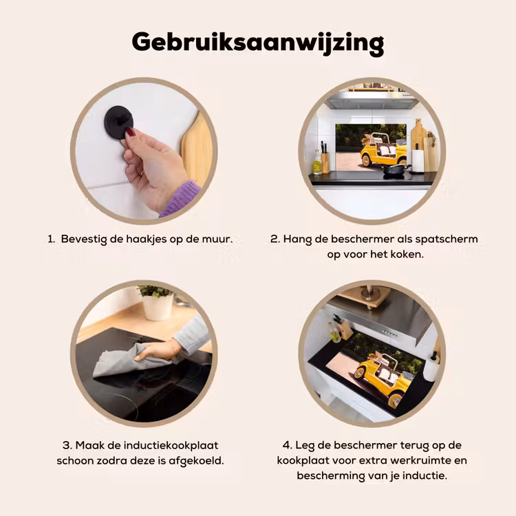 Auto - Picknick - Zomer - Geel Inductie beschemer met haakjes klein -ky-gebruik-nl