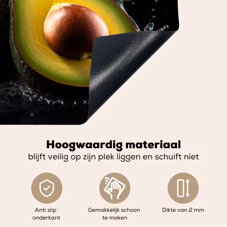 Avocado - Groente - Bladeren - Water - Zwart - Groen Inductie beschemer met haakjes middel -ky-onderkant-nl