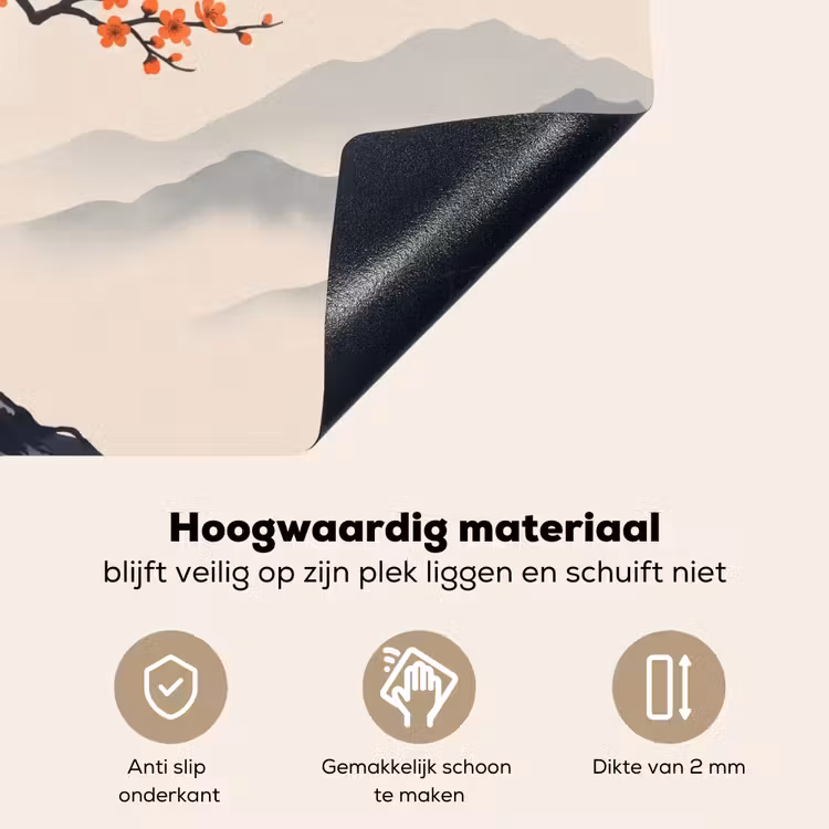 Aziatisch - Bloesem - Rood Inductie beschemer met haakjes klein -ky-onderkant-nl