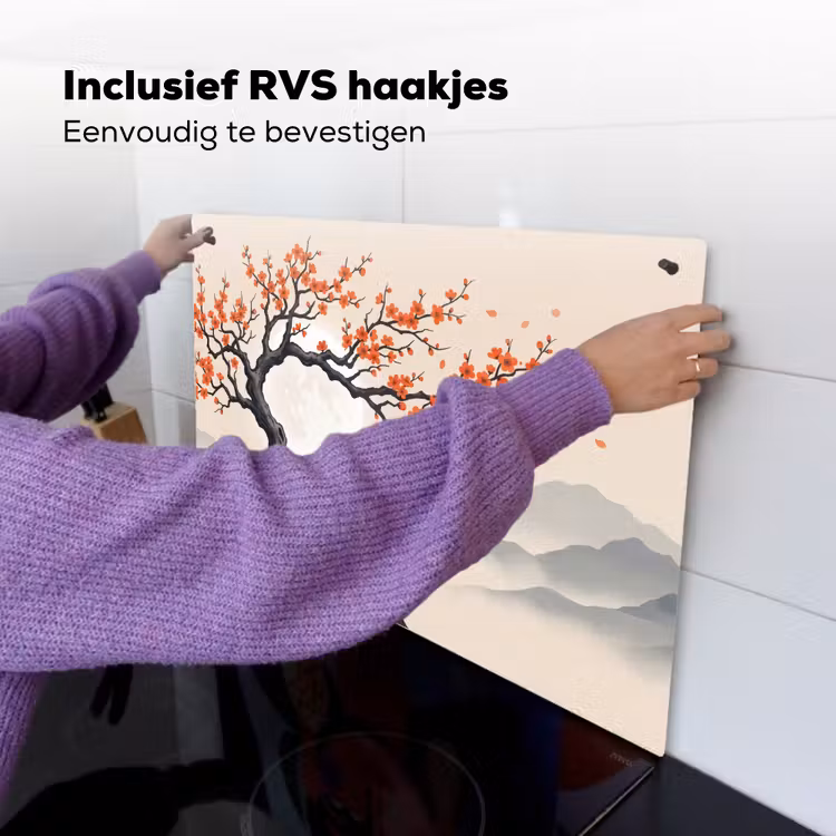 Aziatisch - Bloesem - Rood Inductie beschemer met haakjes klein -ky-ophangen-nl