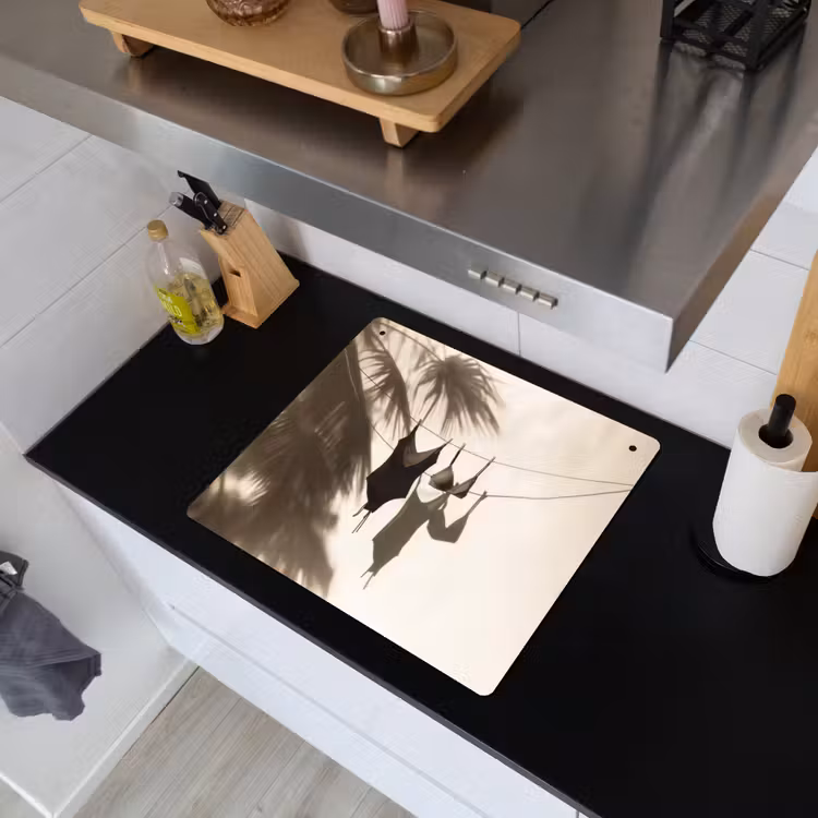 Badkleding - Palmbomen - Schaduw - Tropisch Inductie beschemer met haakjes middel -sfeer1