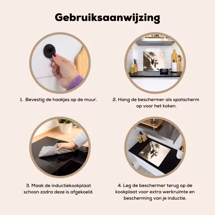 Badkleding - Palmbomen - Schaduw - Tropisch Inductie beschemer met haakjes middel -ky-gebruik-nl