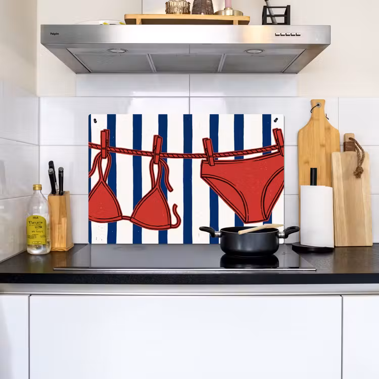 Badkleding - Waslijn - Zomer - Illustratie - Rood Inductie beschemer met haakjes klein -sfeer2