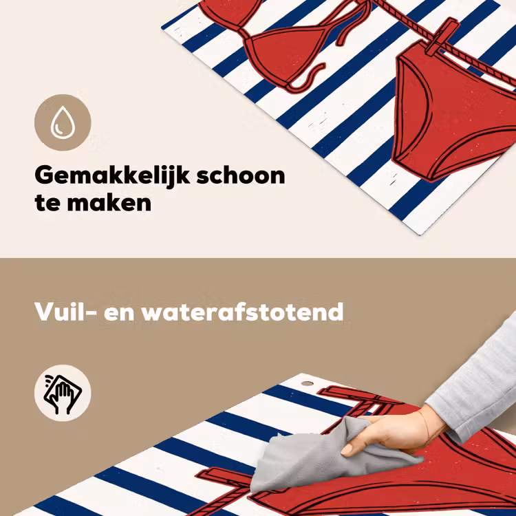 Badkleding - Waslijn - Zomer - Illustratie - Rood Inductie beschemer met haakjes klein -ky-schoon-nl