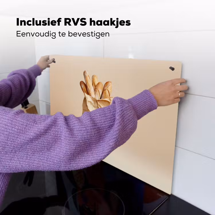 Baguette - Brood - Stokbrood - Beige Inductie beschemer met haakjes klein -ky-ophangen-nl