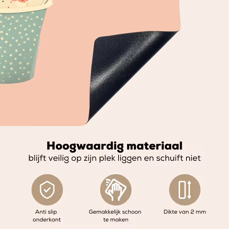 Bakje - Ijs - Aardbei - Roze Inductie beschemer met haakjes klein -ky-onderkant-nl