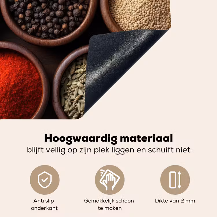 Bakjes - Hout - Kruiden - Kleurrijk Inductie beschemer met haakjes klein -ky-onderkant-nl