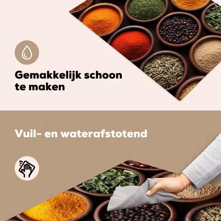 Bakjes - Hout - Kruiden - Kleurrijk Inductie beschemer met haakjes klein -ky-schoon-nl