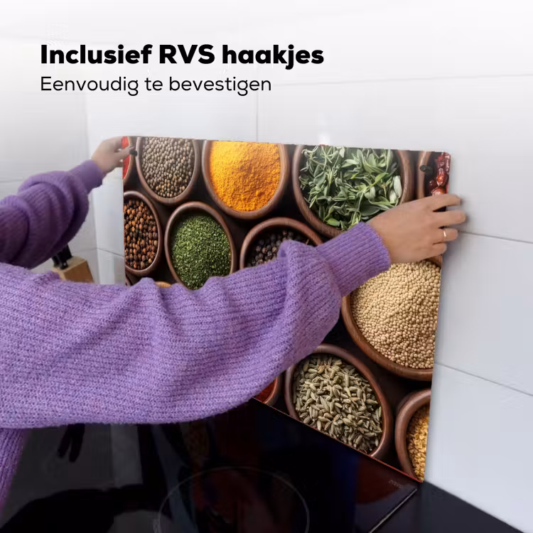 Bakjes - Hout - Kruiden - Kleurrijk Inductie beschemer met haakjes klein -ky-ophangen-nl