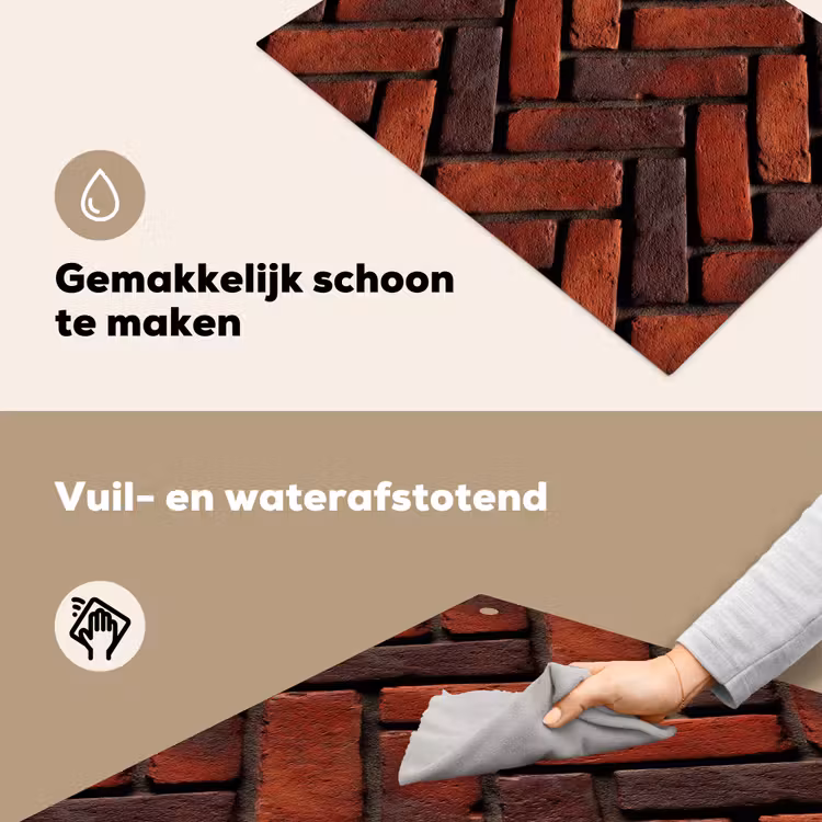 Bakstenen - Visgraat - Structuur - Roodbruin Inductie beschemer met haakjes klein 777 -ky-schoon-nl
