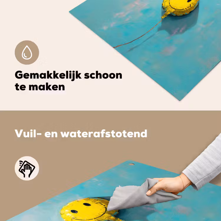 Ballon - Geel - Smiley Inductie beschemer met haakjes middel -ky-schoon-nl