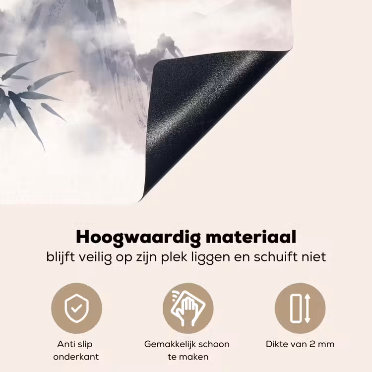Bamboe - Azië - Grijs Inductie beschemer met haakjes klein -ky-onderkant-nl