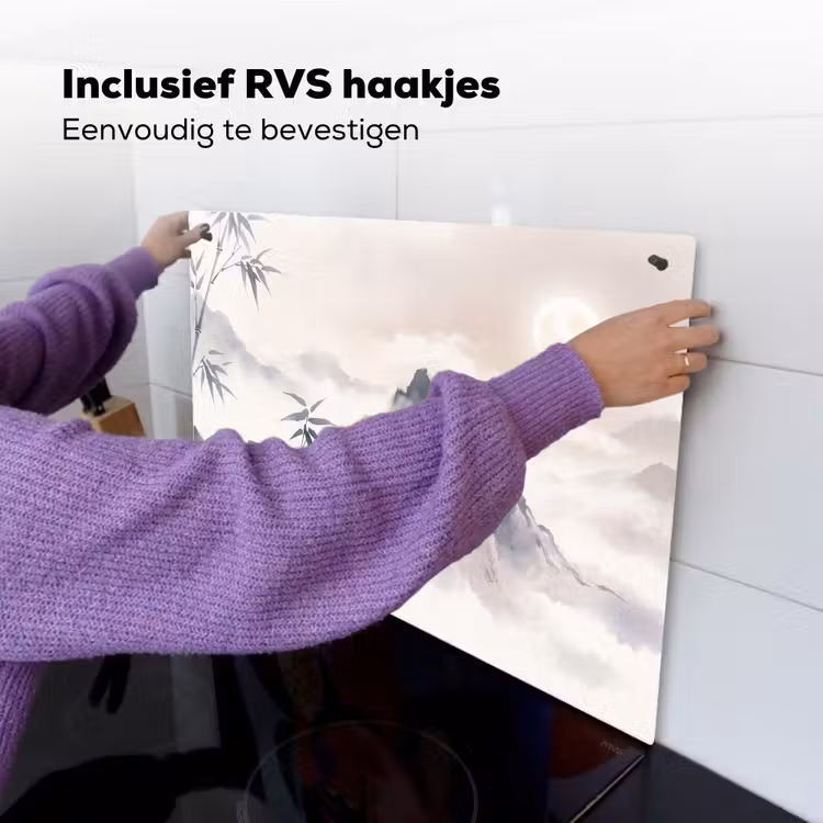 Bamboe - Azië - Grijs Inductie beschemer met haakjes klein -ky-ophangen-nl