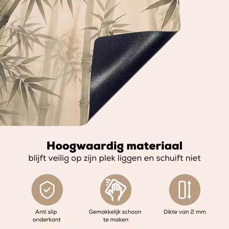 Bamboe - Bladeren - Aziatisch - Groen - Natuur Inductie beschemer met haakjes klein -ky-onderkant-nl