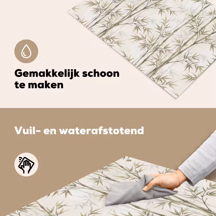 Bamboe - Bladeren - Natuur - Aquarel - Groen Inductie beschemer met haakjes klein -ky-schoon-nl