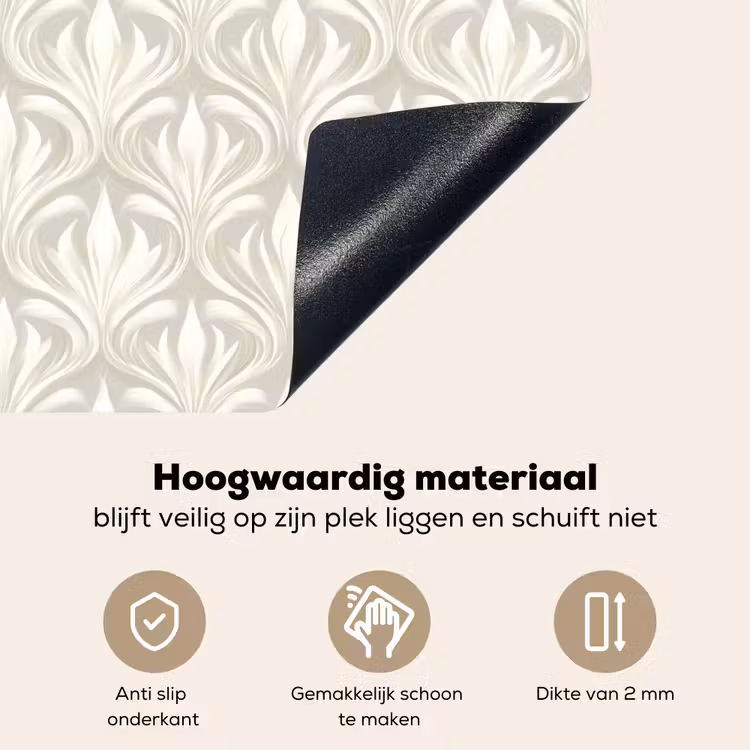 Barok - Patroon - Beige Inductie beschemer met haakjes klein 777 -ky-onderkant-nl