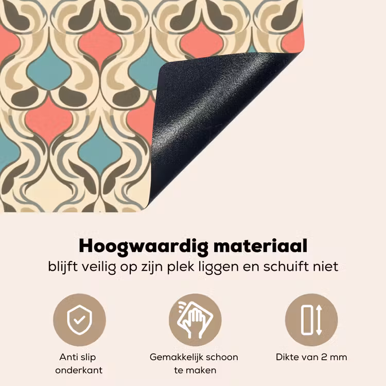 Barok - Retro - Kleurrijk Inductie beschemer met haakjes klein 777 -ky-onderkant-nl