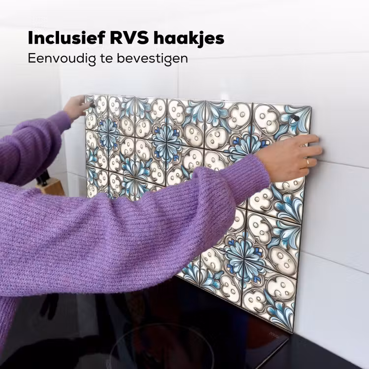 Barok - Tegel - Kleurrijk Inductie beschemer met haakjes klein 777 -ky-ophangen-nl