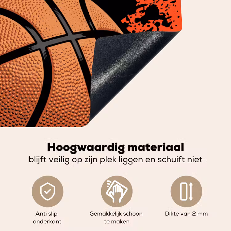 Basketbal - Verf - Sport - Oranje Inductie beschemer met haakjes klein -ky-onderkant-nl