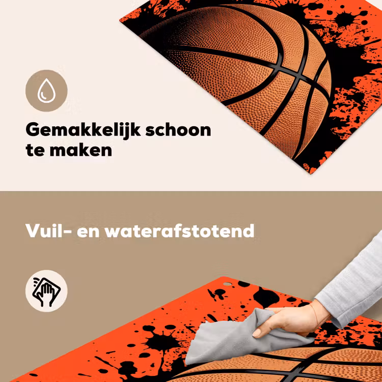 Basketbal - Verf - Sport - Oranje Inductie beschemer met haakjes klein -ky-schoon-nl