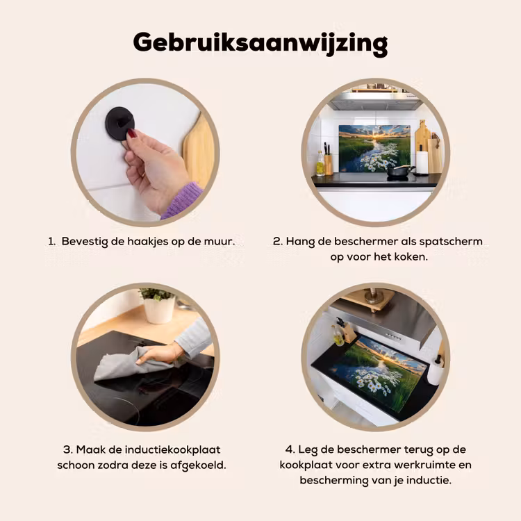 Beekje - Landschap - Margriet Inductie beschemer met haakjes klein -ky-gebruik-nl