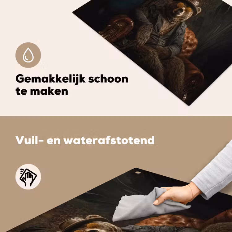 Beer - Bruin - Pak - Hoed Inductie beschemer met haakjes klein -ky-schoon-nl