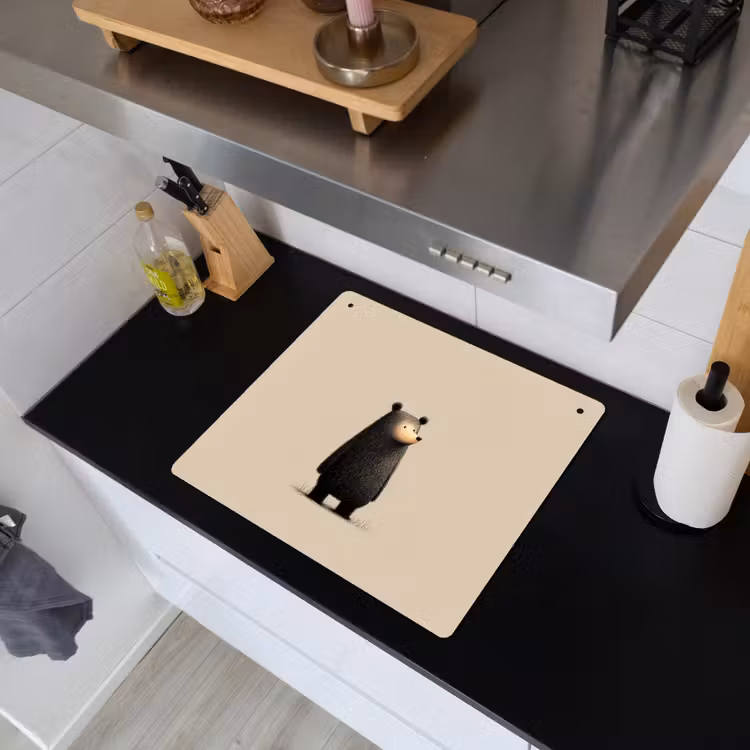 Beer - Donkerbruin - Minimalistisch Inductie beschemer met haakjes middel -sfeer1