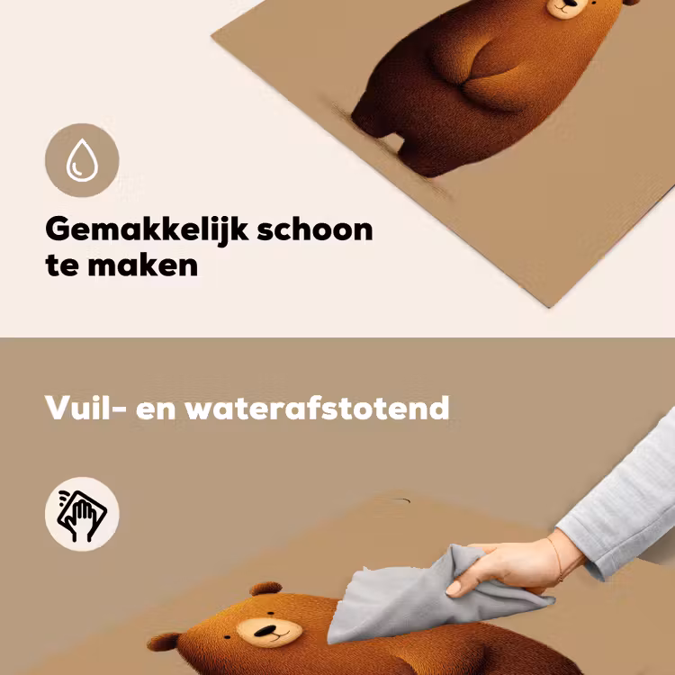 Beer - Minimalistisch - Bruin Inductie beschemer met haakjes middel -ky-schoon-nl