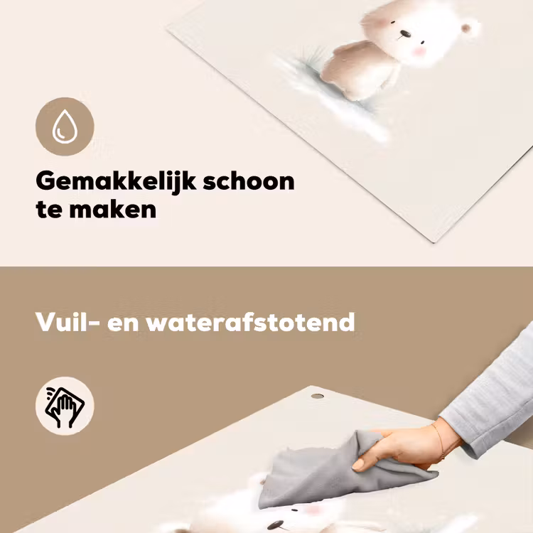 Beertje - Sneeuwvlokje - Wit - Pluizig Inductie beschemer met haakjes middel -ky-schoon-nl
