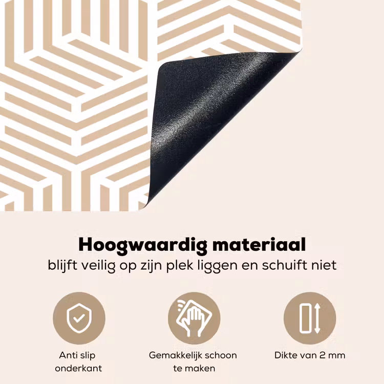 Beige - Geometrie - Patronen - Abstract Inductie beschemer met haakjes klein 777 -ky-onderkant-nl