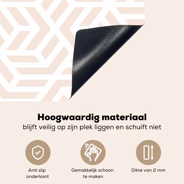 Beige - Geometrie - Patronen - Abstract Inductie beschemer met haakjes klein 777 -ky-onderkant-nl