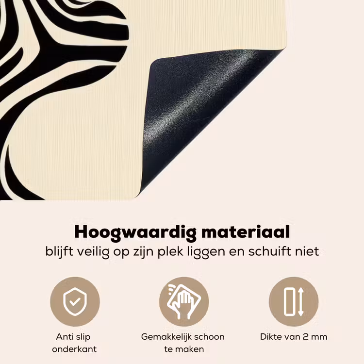 Beige - Lijnen - Golvend - Abstract Inductie beschemer met haakjes klein -ky-onderkant-nl